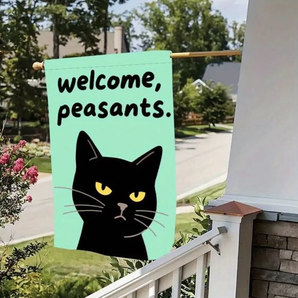 Black Cat Welcome Flag Garden Flag, NEW, Funny - Picture 4 of 6